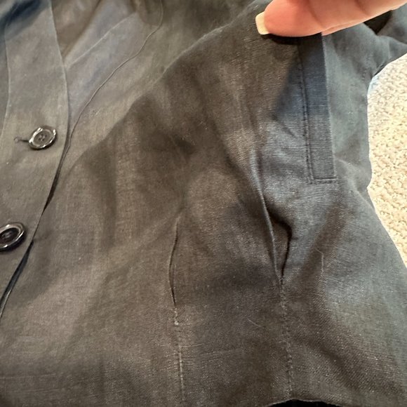 VTG Linda Allard Ellen Tracy Jacket Linen Black Embroidered Aztec Inca Size 10 - Picture 12 of 15